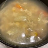 キャベツとにんじんとコーンの中華風卵スープ